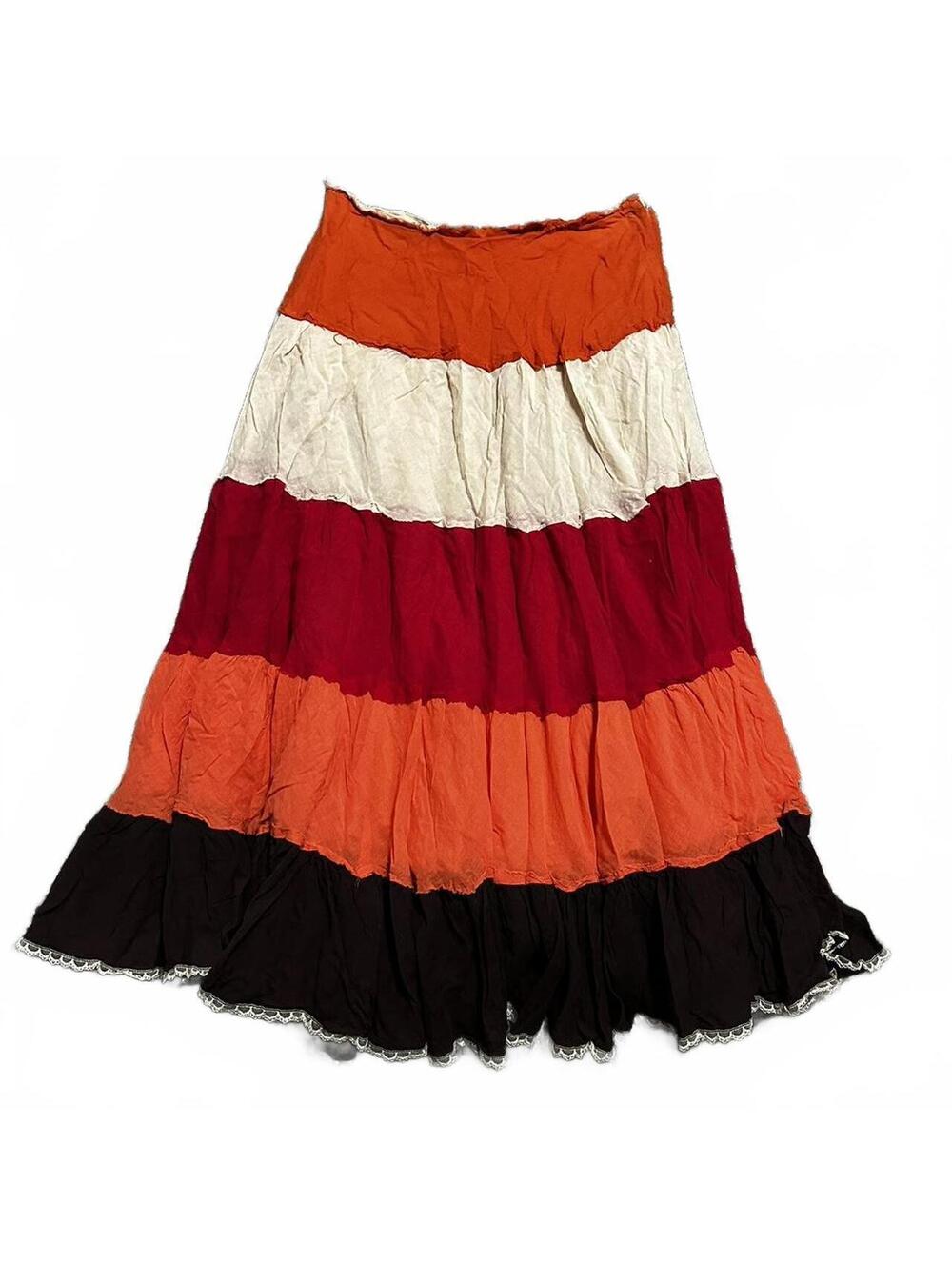 Y2K Yank Brand Multi-Colored Tiered Cotton Skirt Size M